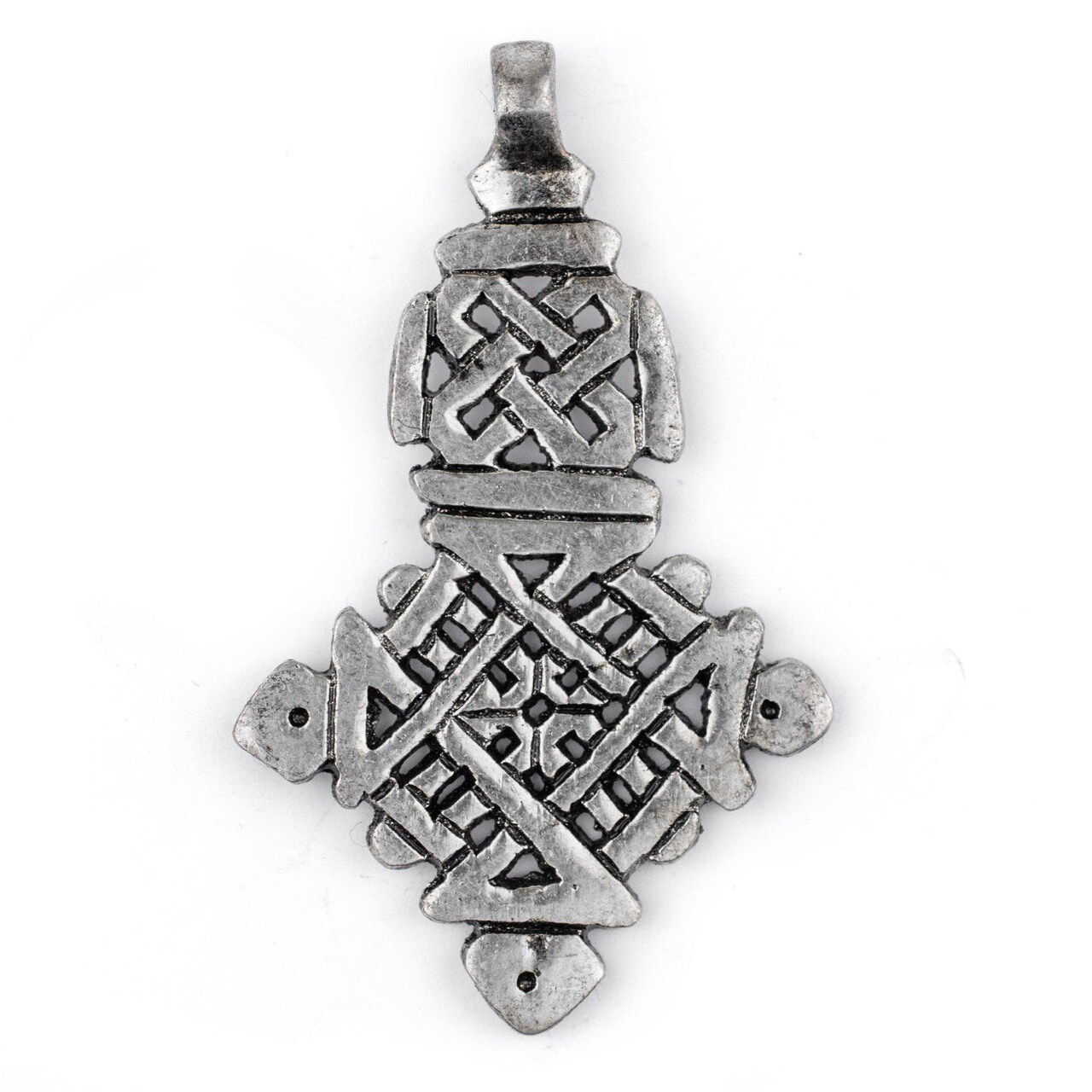 The Bead Chest Silver Ethiopian Coptic Cross Pendant, African Abyssinian Design, Orthodox Christian Pendant for Jewelry